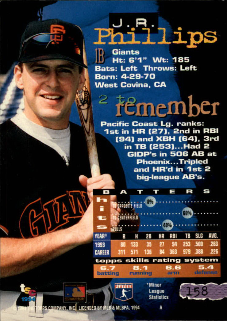 1994 Stadium Club Baseball Part 1 Main Set Card #1-250 - Picture 317 of 501