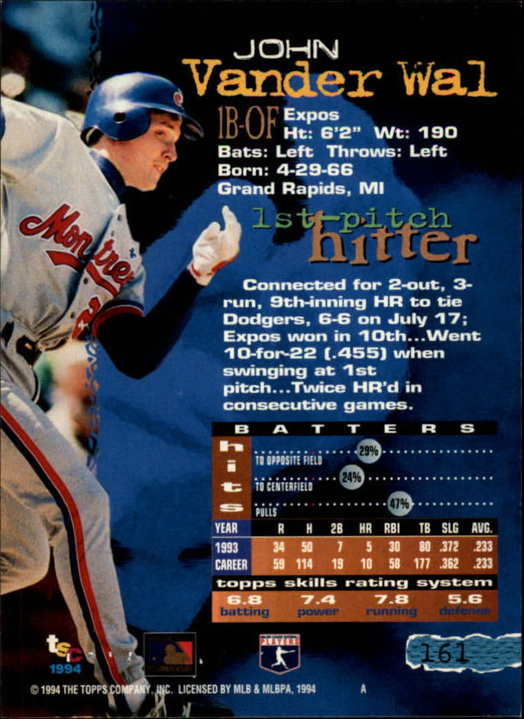 1994 Stadium Club Baseball Part 1 Main Set Card #1-250 - Picture 323 of 501