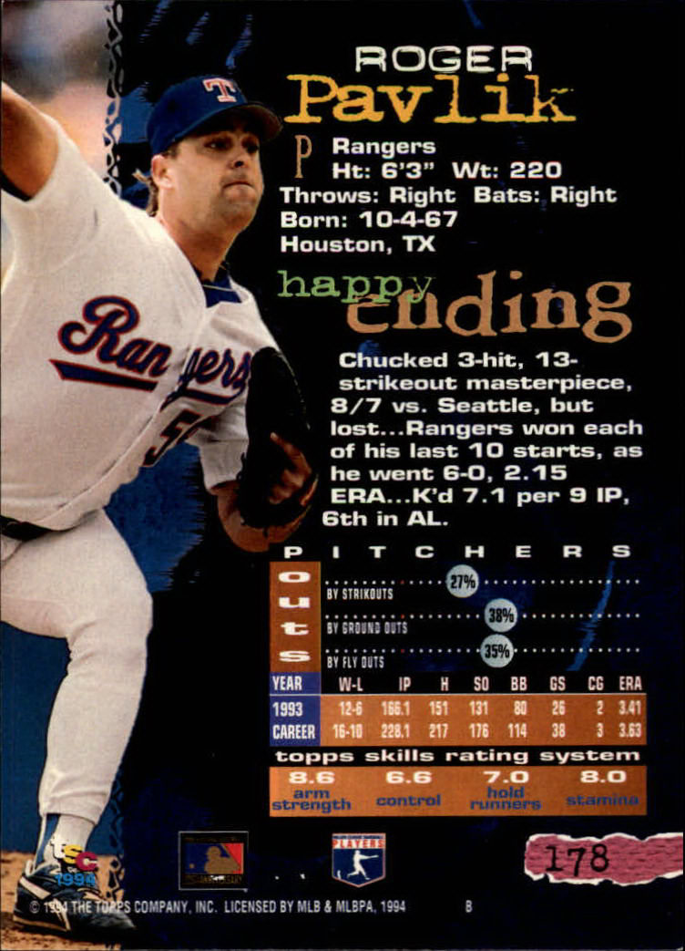 1994 Stadium Club Baseball Part 1 Main Set Card #1-250 - Picture 357 of 501