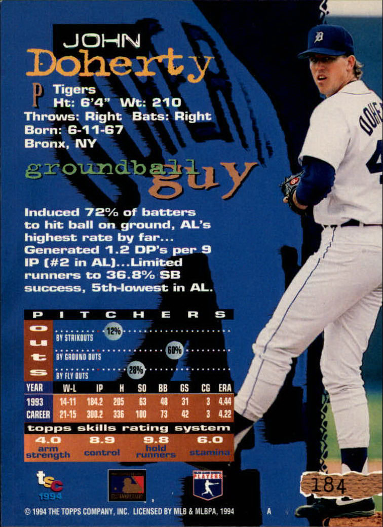 1994 Stadium Club Baseball Part 1 Main Set Card #1-250 - Picture 369 of 501