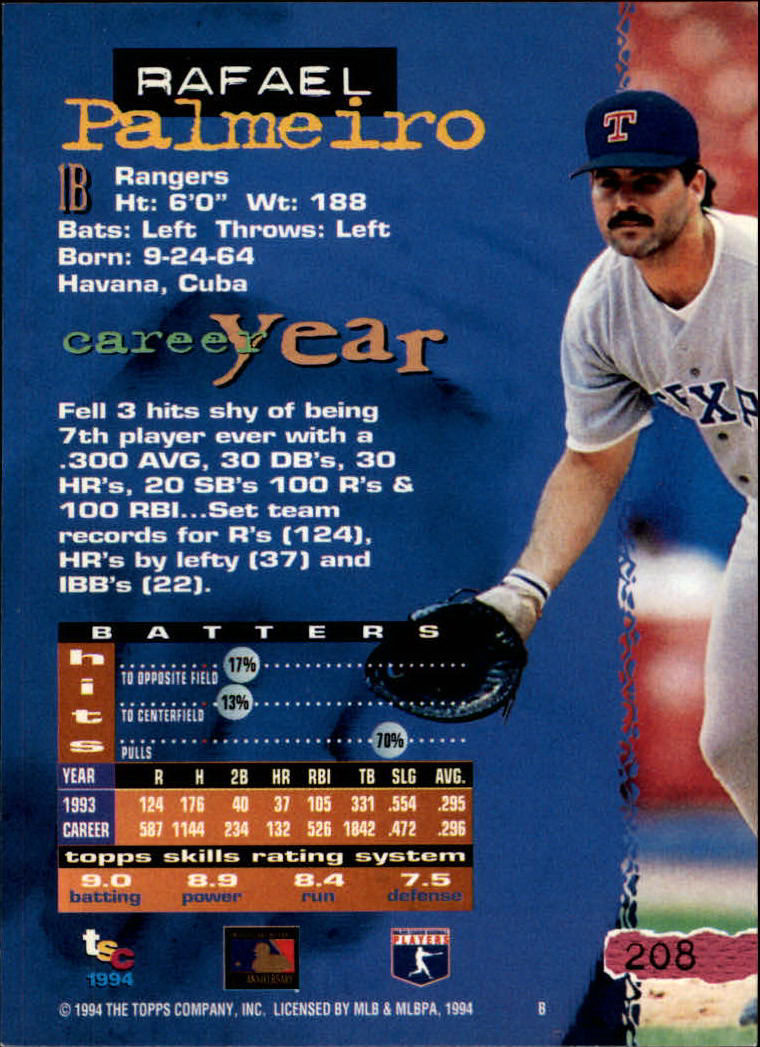 1994 Stadium Club Baseball Part 1 Main Set Card #1-250 - Picture 417 of 501