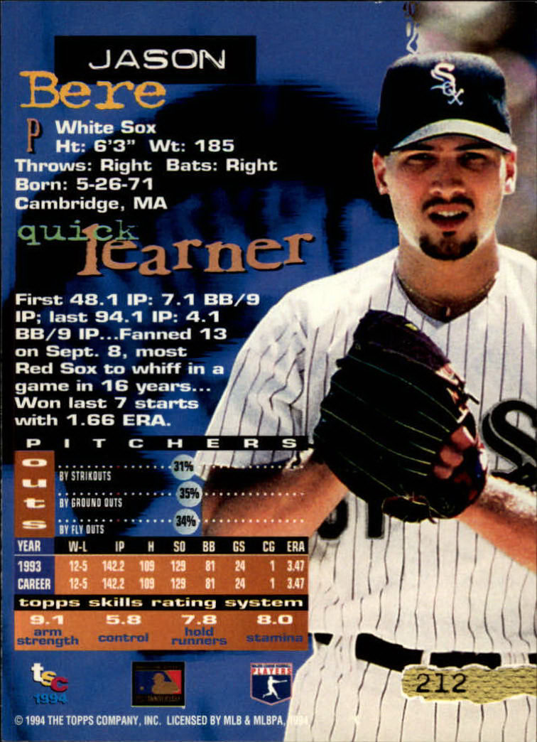 1994 Stadium Club Baseball Part 1 Main Set Card #1-250 - Picture 425 of 501