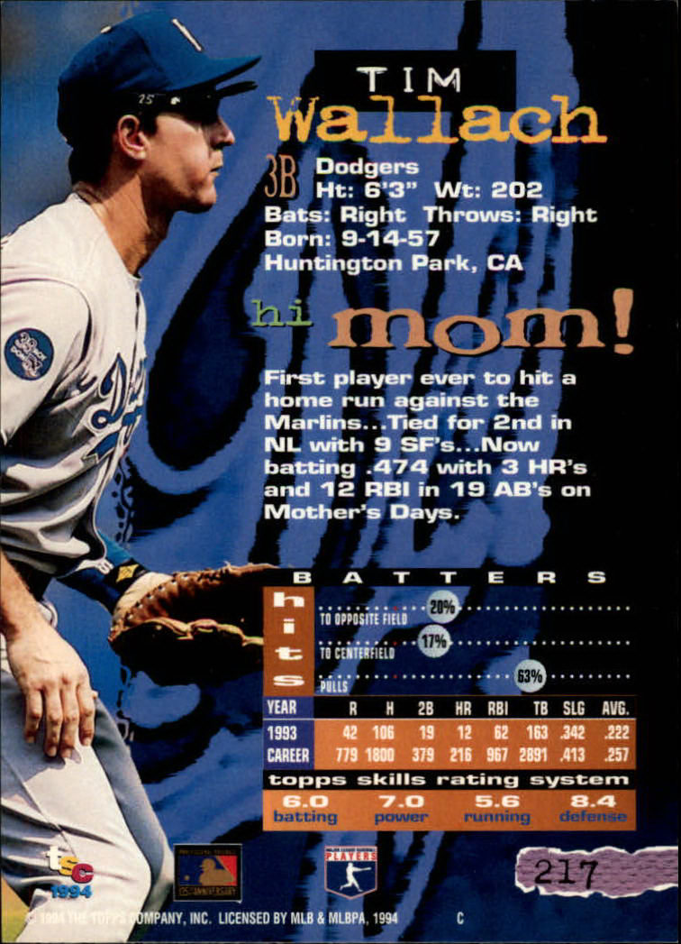 1994 Stadium Club Baseball Part 1 Main Set Card #1-250 - Picture 435 of 501