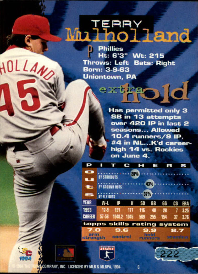 1994 Stadium Club Baseball Part 1 Main Set Card #1-250 - Picture 445 of 501