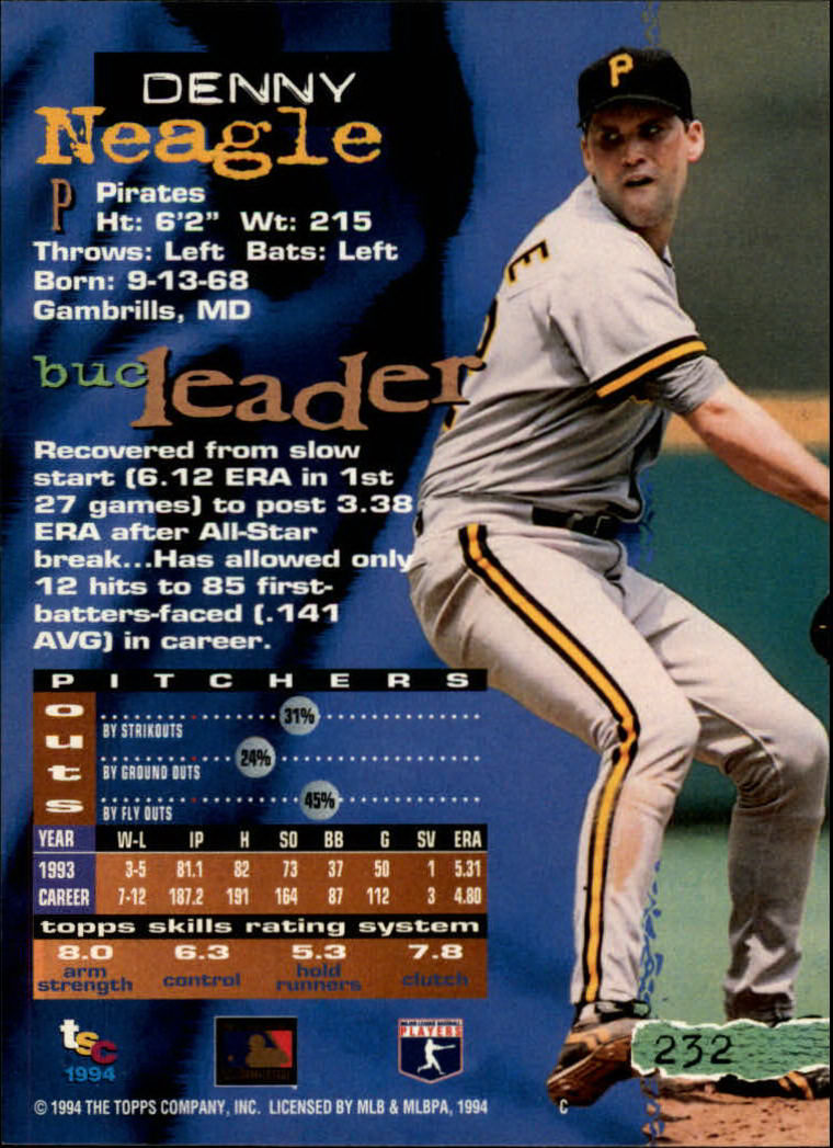 1994 Stadium Club Baseball Part 1 Main Set Card #1-250 - Picture 465 of 501