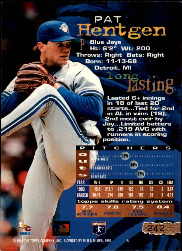 1994 Stadium Club Baseball Part 1 Main Set Card #1-250 - Picture 485 of 501