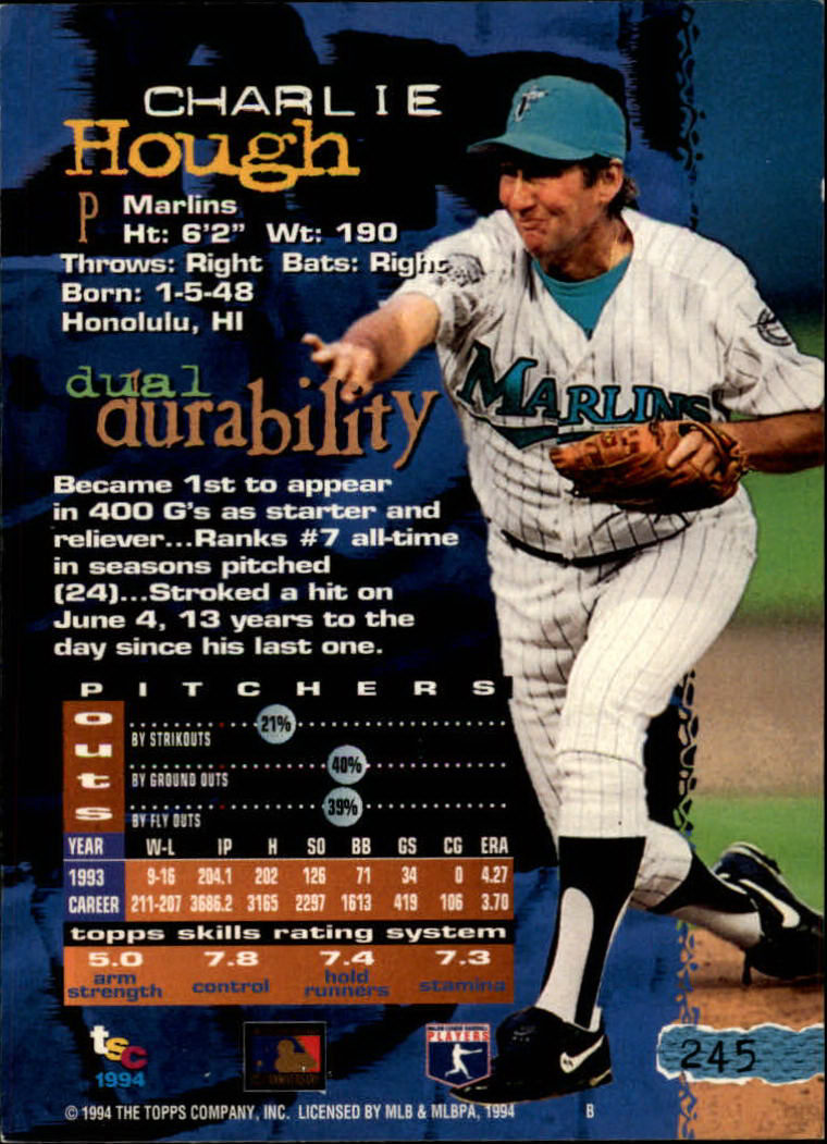 1994 Stadium Club Baseball Part 1 Main Set Card #1-250 - Picture 491 of 501