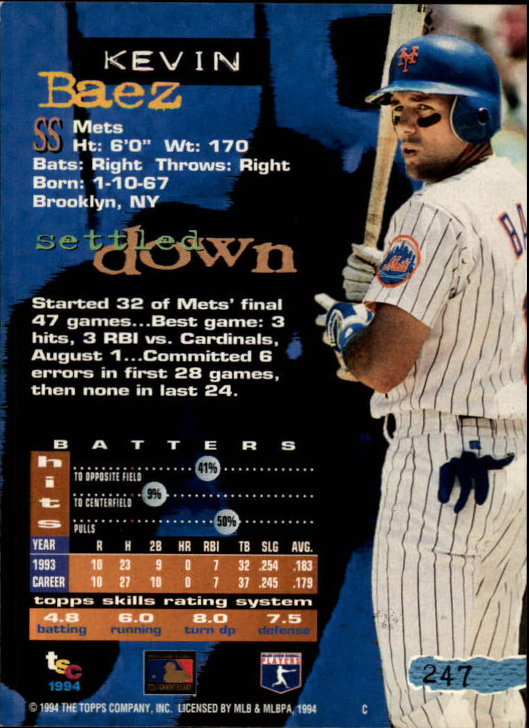 1994 Stadium Club Baseball Part 1 Main Set Card #1-250 - Picture 495 of 501