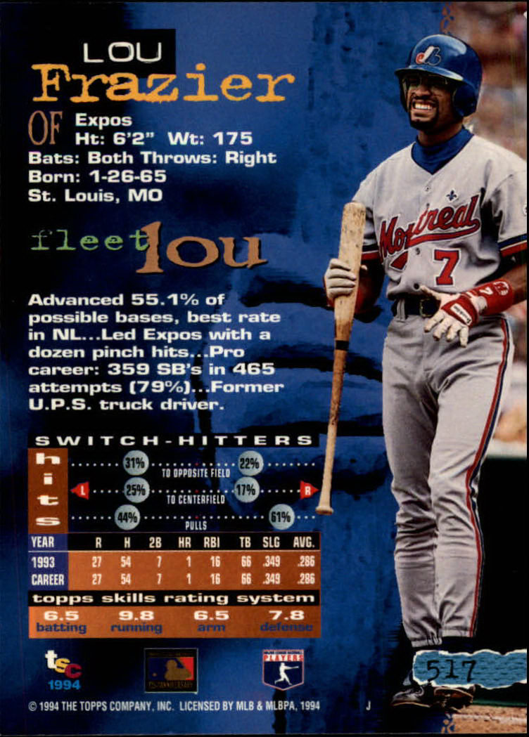 1994 Stadium Club 517 Lou Frazier NMMT