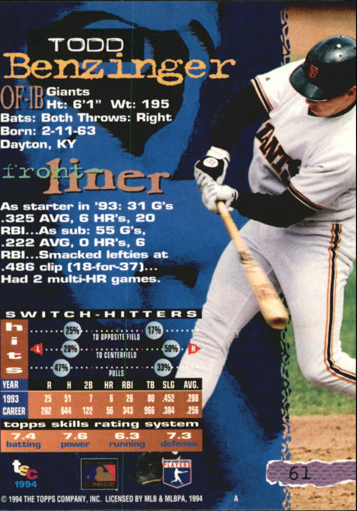 A1081- 1994 Stadium Club Golden Rainbow BB 1-250 -You Pick- 15+ FREE US SHIP - Picture 117 of 487