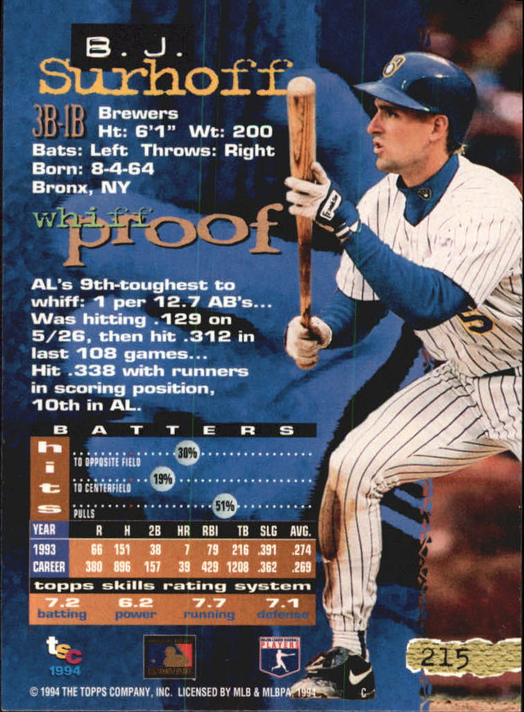 A1081- 1994 Stadium Club Golden Rainbow BB 1-250 -You Pick- 15+ FREE US SHIP - Picture 417 of 487