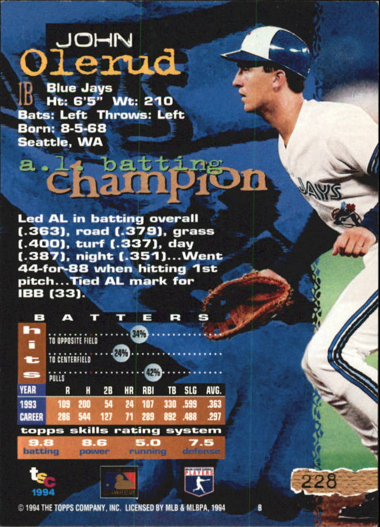 A1081- 1994 Stadium Club Golden Rainbow BB 1-250 -You Pick- 15+ FREE US SHIP - Picture 443 of 487