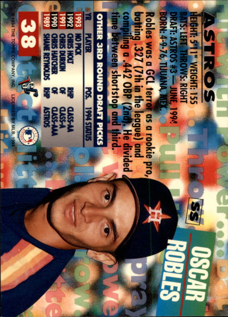 1994 Stadium Club Draft Picks #38 Oscar Robles XRC back image
