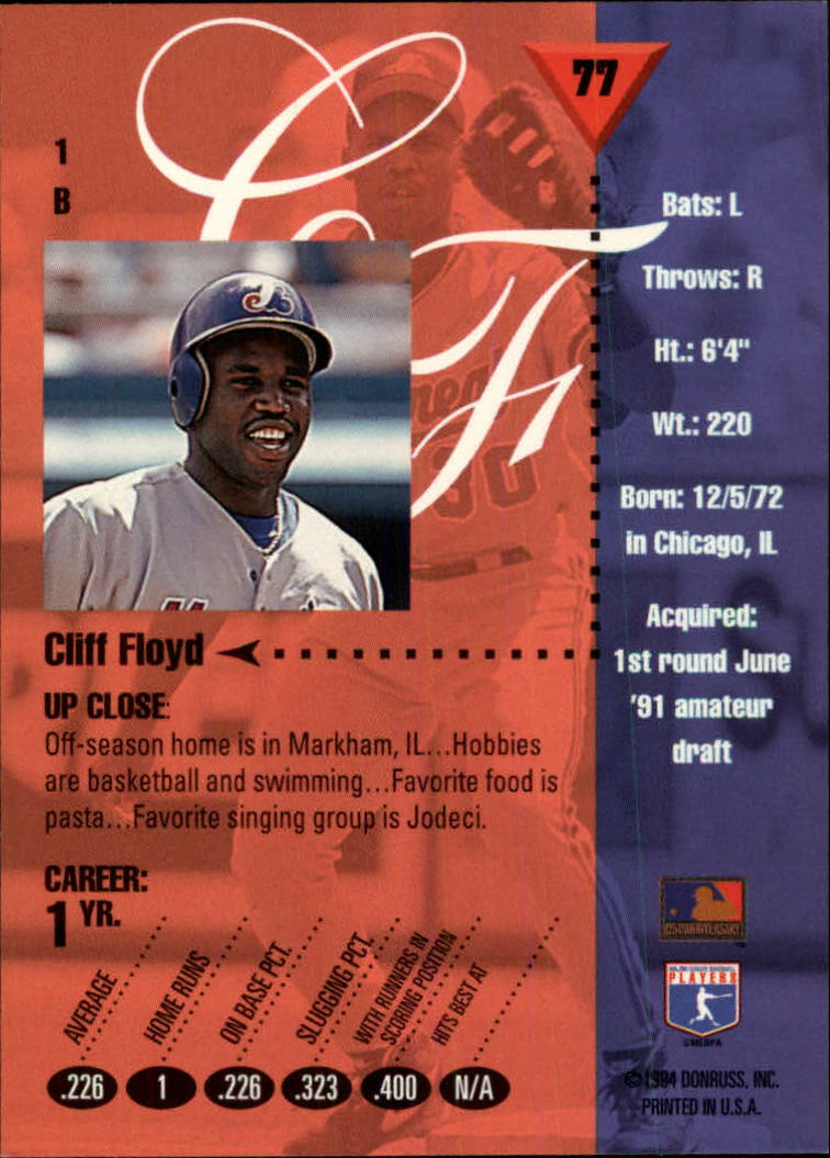 1994 Studio #77 Cliff Floyd back image