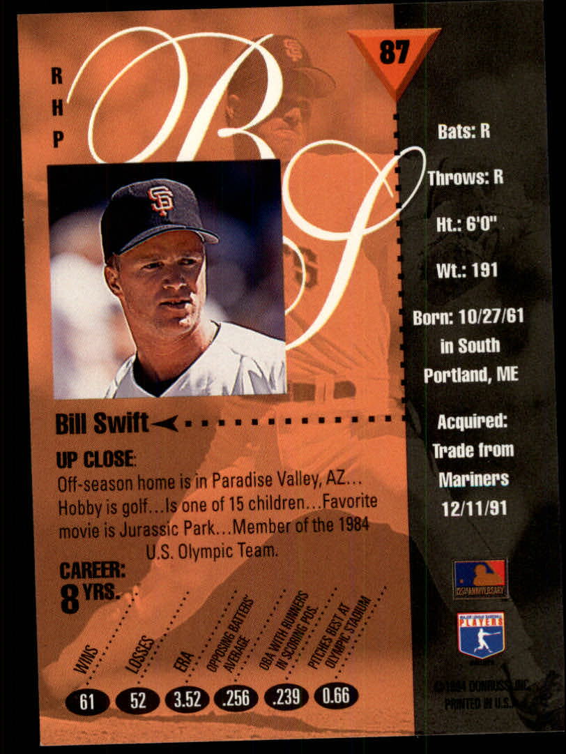 1994 Studio Baseball "Main Set" Cards #1 to #220 - Picture 175 of 441