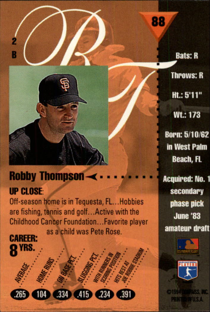 1994 Studio Baseball "Main Set" Cards #1 to #220 - Picture 177 of 441