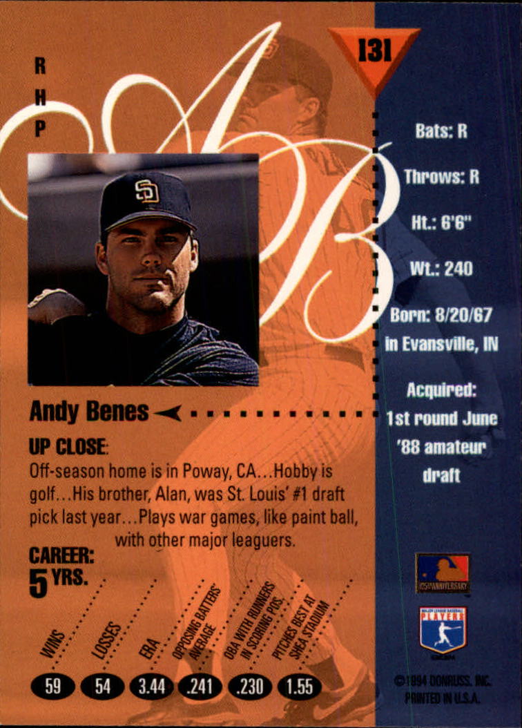 1994 Studio #131 Andy Benes back image