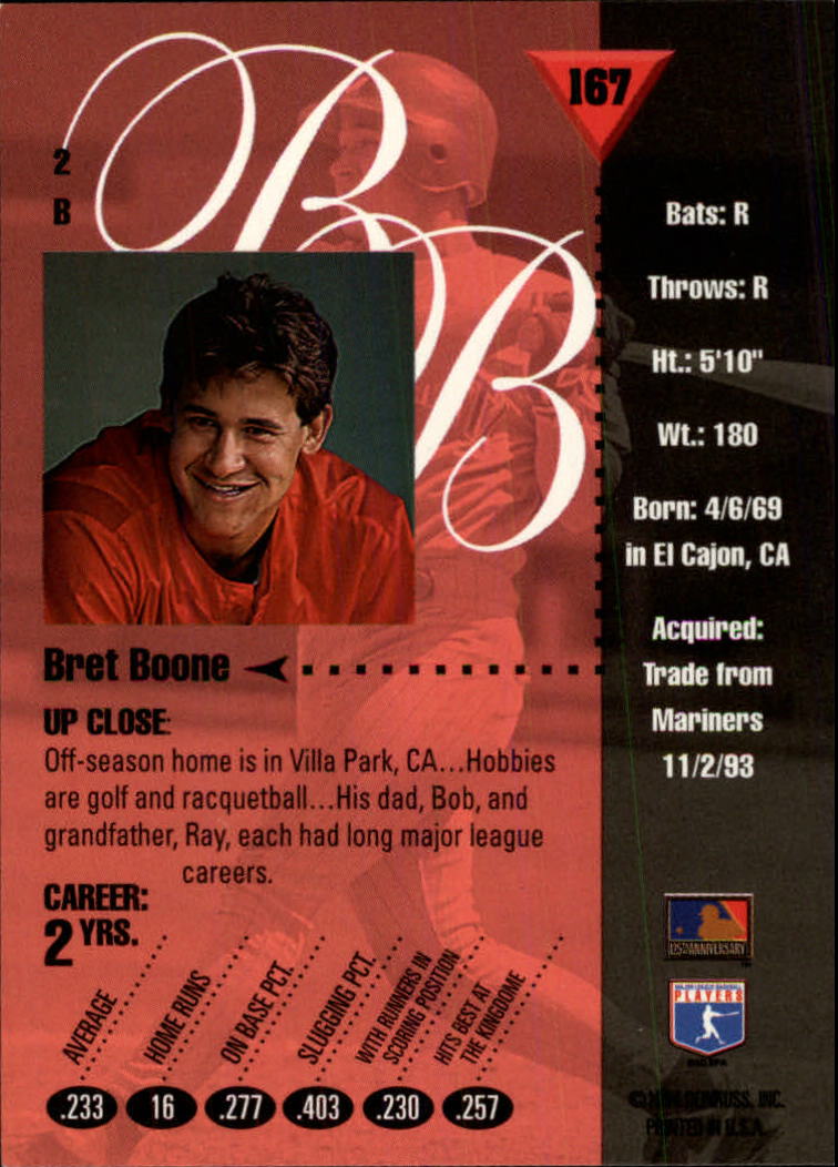 1994 Studio #167 Bret Boone back image