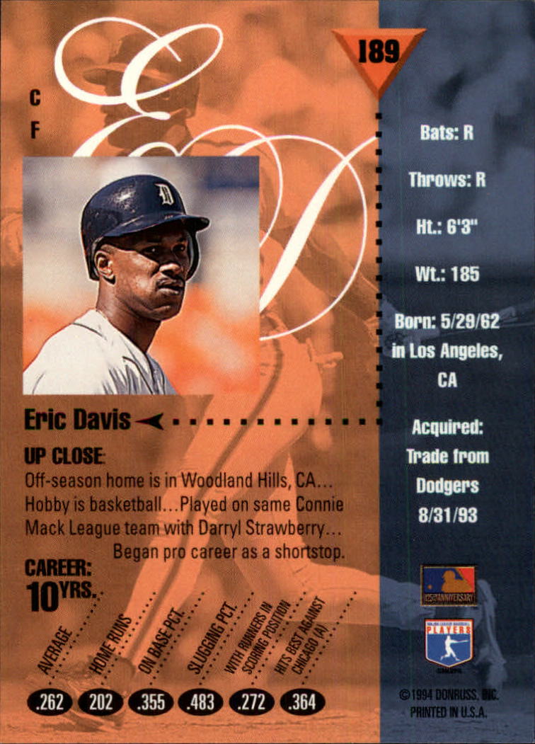 1994 Studio Baseball "Main Set" Cards #1 to #220 - Picture 379 of 441