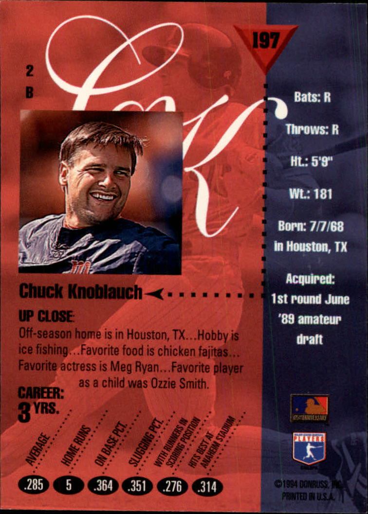 1994 Studio #197 Chuck Knoblauch back image