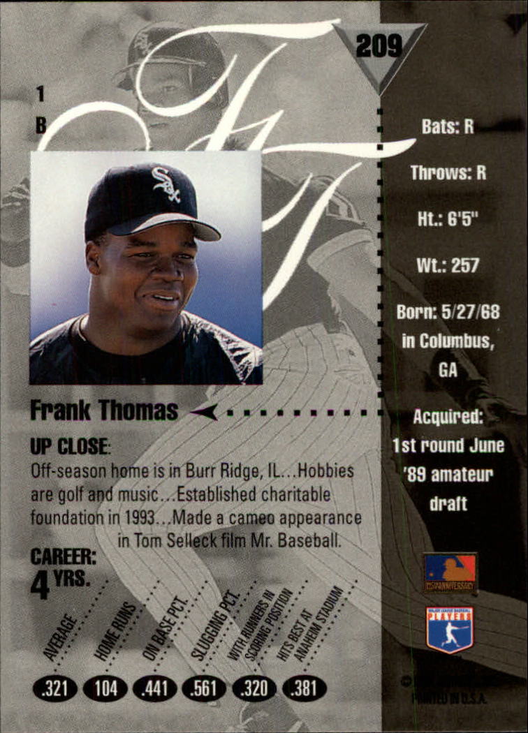 1994 Studio #209 Frank Thomas back image