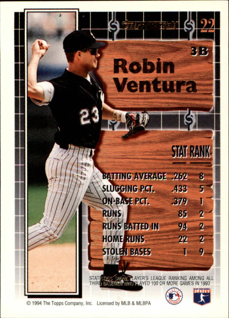 1994 Topps Black Gold #22 Robin Ventura back image