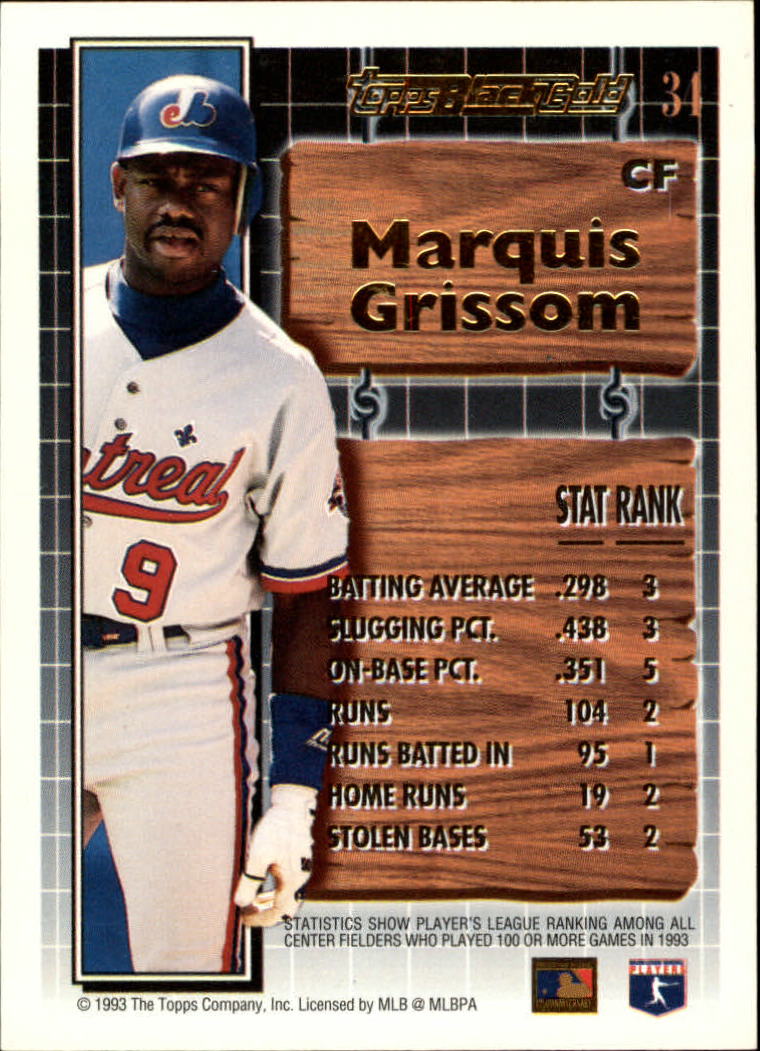 1994 Topps Black Gold #34 Marquis Grissom back image