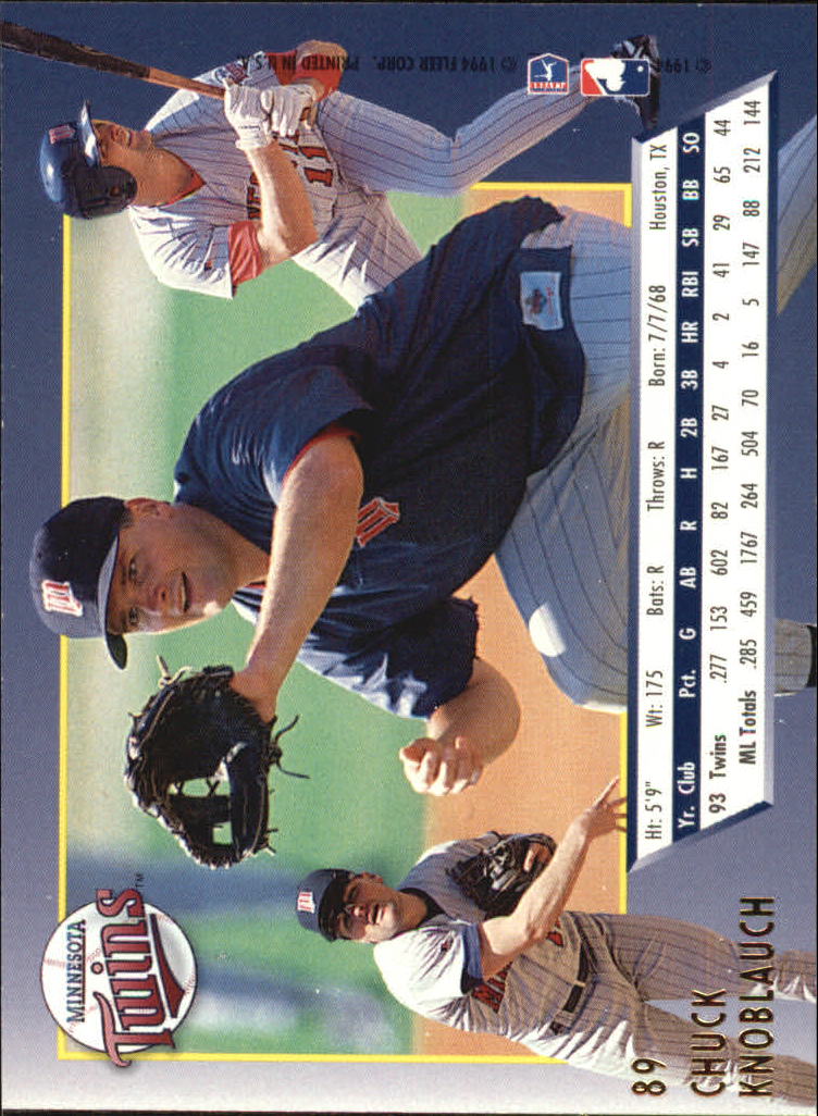 1994 Ultra #89 Chuck Knoblauch back image