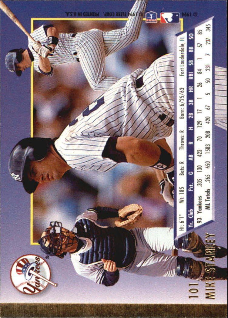 1994 Ultra #101 Mike Stanley back image