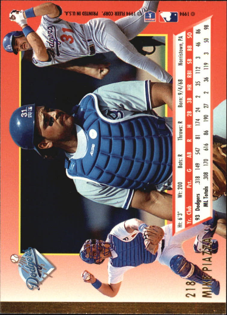 1994 Ultra #218 Mike Piazza back image