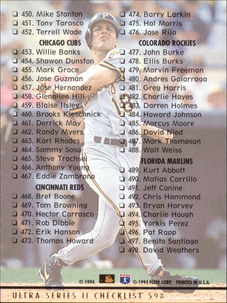 A0485- 1994 Ultra Baseball Karten 501-600 + Einsätze -du Pick- 15 + Gratis US - Bild 191 von 310