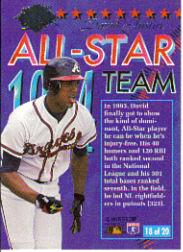 1994 Ultra All-Stars #18 David Justice back image