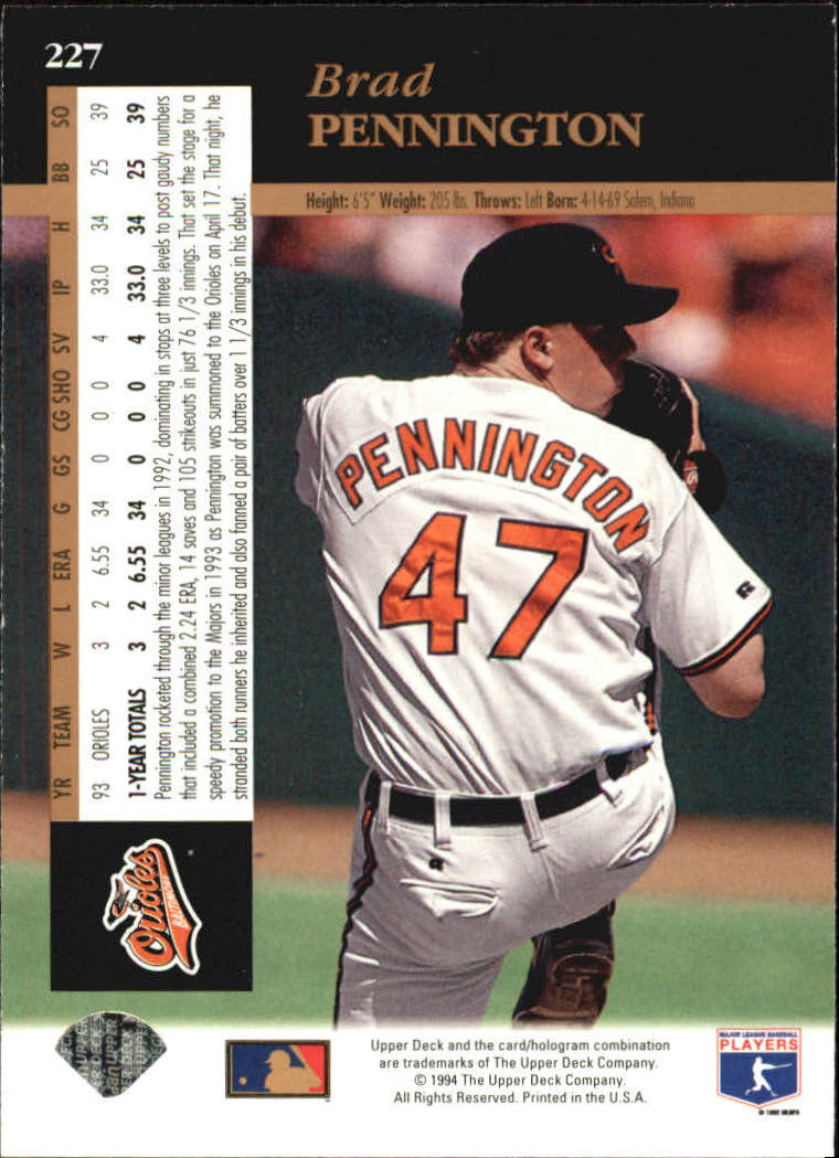 A2611- 1994 Upper Deck Baseball #s 212-421 +Rookies -You Pick- 15+ FREE US SHIP - Picture 29 of 383