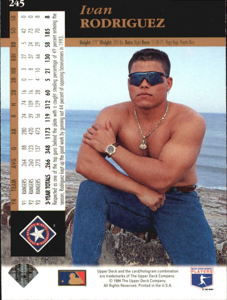 1994 Upper Deck #245 Ivan Rodriguez back image