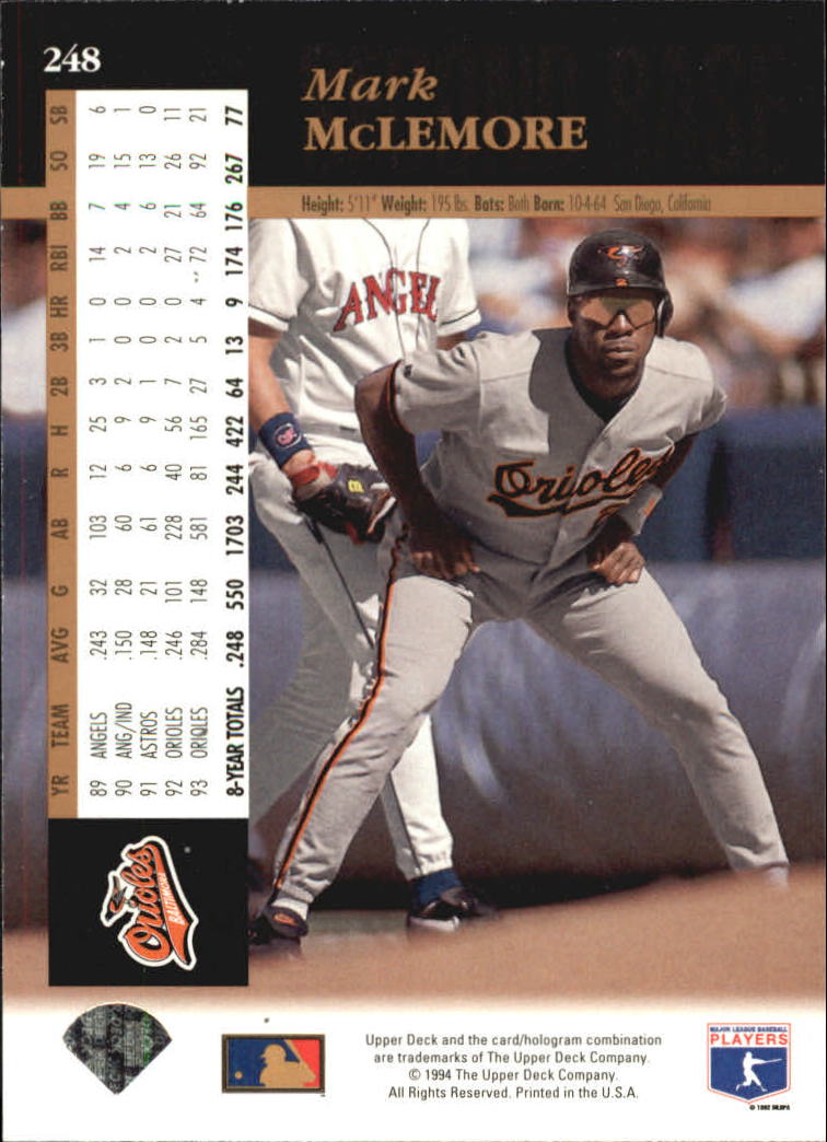 A2611- 1994 Upper Deck Baseball #s 212-421 +Rookies -You Pick- 15+ FREE US SHIP - Picture 69 of 383
