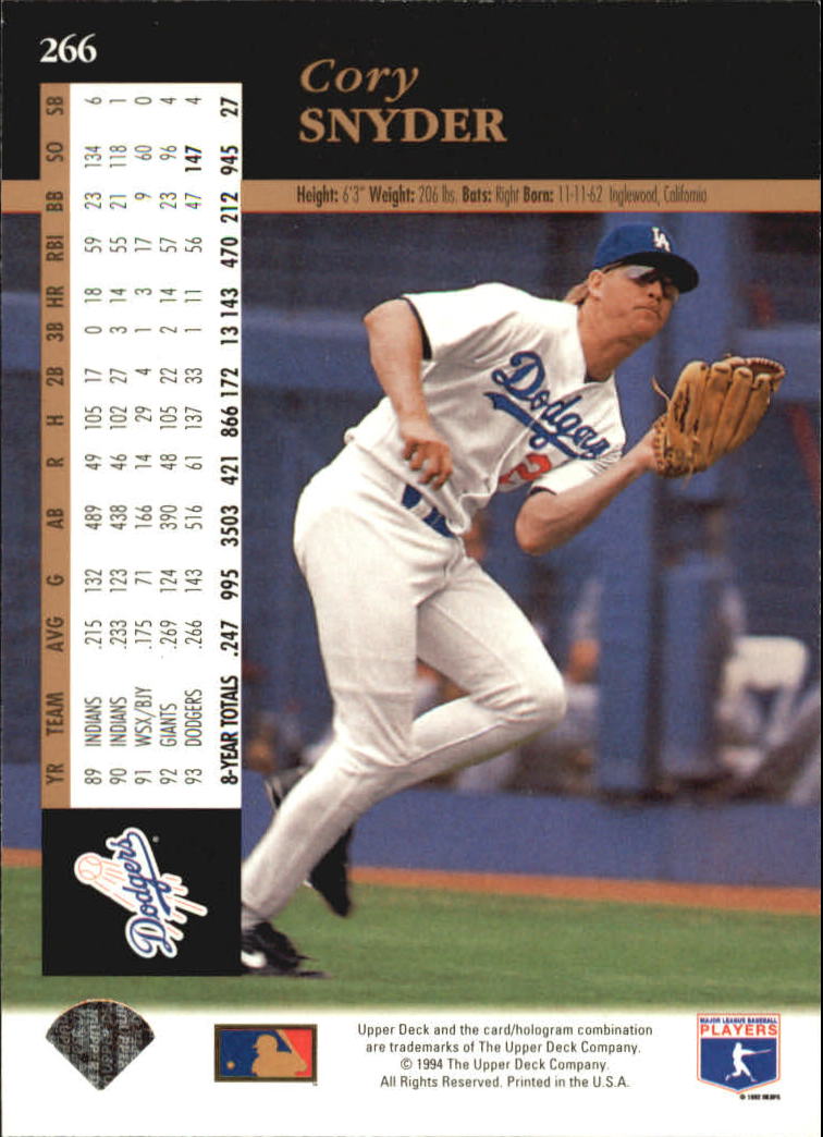 A2611- 1994 Upper Deck Baseball #s 212-421 +Rookies -You Pick- 15+ FREE US SHIP - Picture 105 of 383