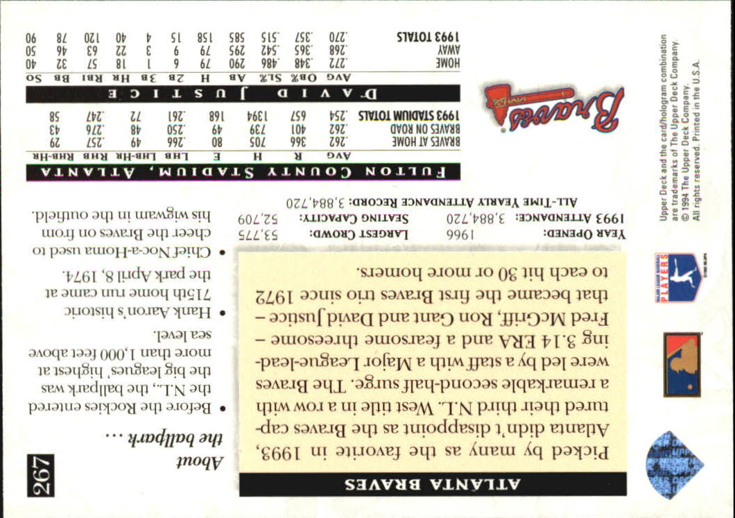 A2611- 1994 Upper Deck Baseball #s 212-421 +Rookies -You Pick- 15+ FREE US SHIP - Picture 107 of 383