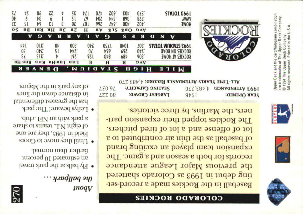A2611- 1994 Upper Deck Baseball #s 212-421 +Rookies -You Pick- 15+ FREE US SHIP - Picture 113 of 383