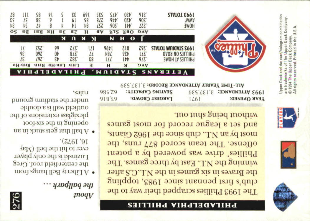 A2611- 1994 Upper Deck Baseball #s 212-421 +Rookies -You Pick- 15+ FREE US SHIP - Picture 125 of 383