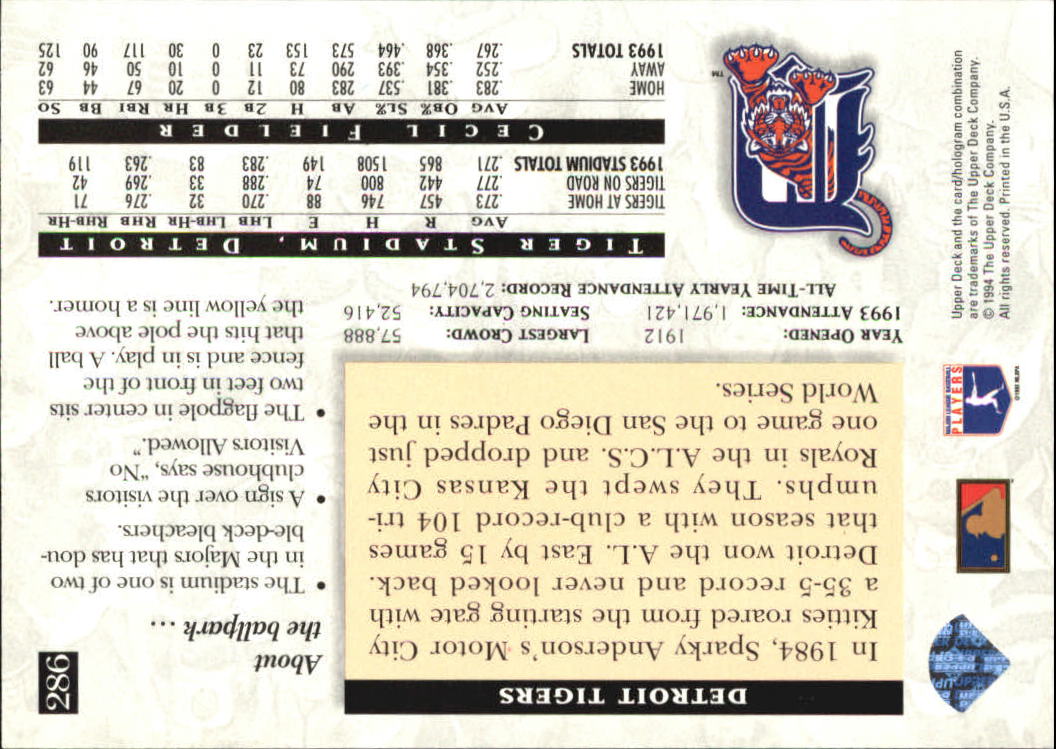 A2611- 1994 Upper Deck Baseball #s 212-421 +Rookies -You Pick- 15+ FREE US SHIP - Picture 139 of 383