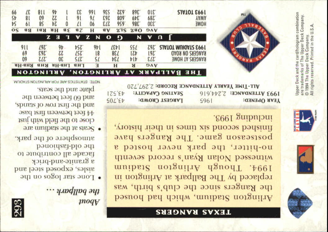 A2611- 1994 Upper Deck Baseball #s 212-421 +Rookies -You Pick- 15+ FREE US SHIP - Picture 149 of 383