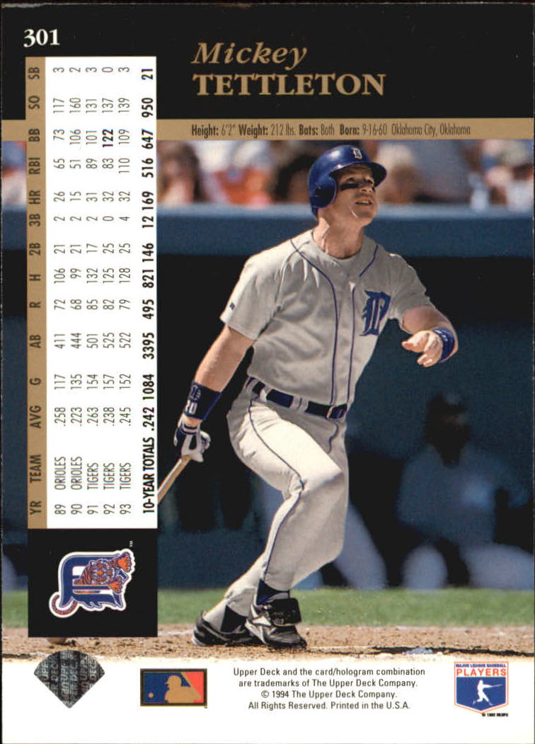 1994 Upper Deck #301 Mickey Tettleton back image