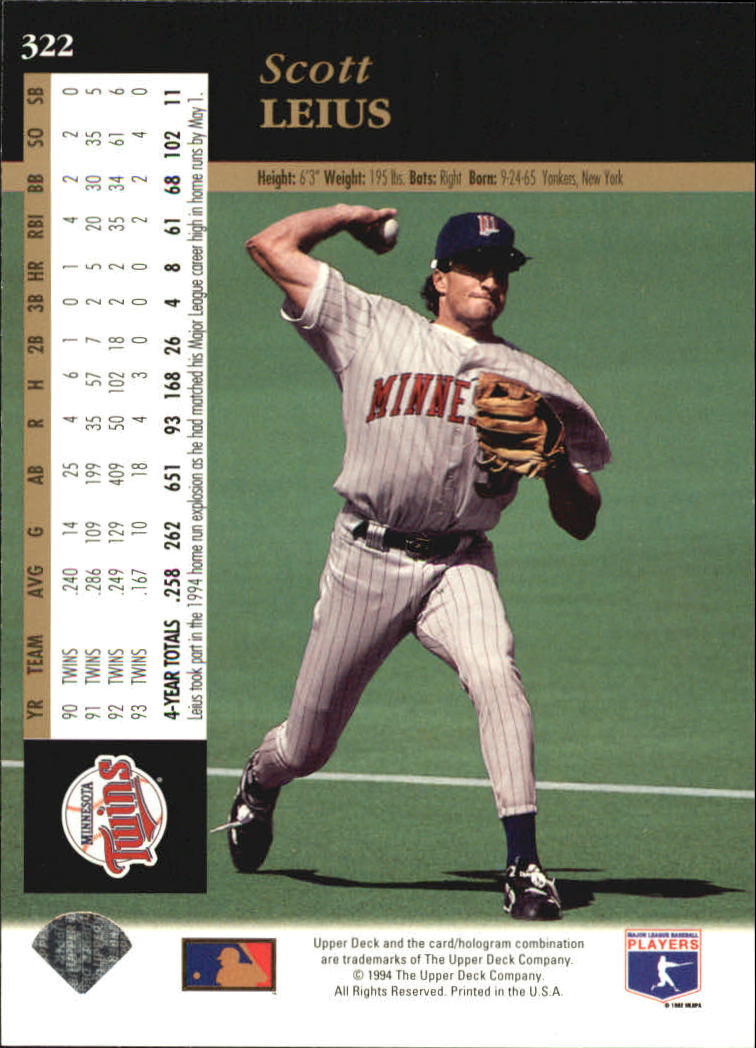 A2611- 1994 Upper Deck Baseball #s 212-421 +Rookies -You Pick- 15+ FREE US SHIP - Picture 199 of 383