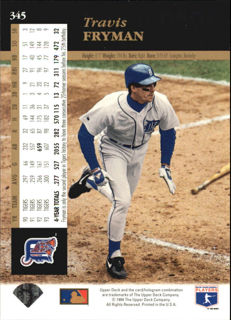 1994 Upper Deck #345 Travis Fryman back image