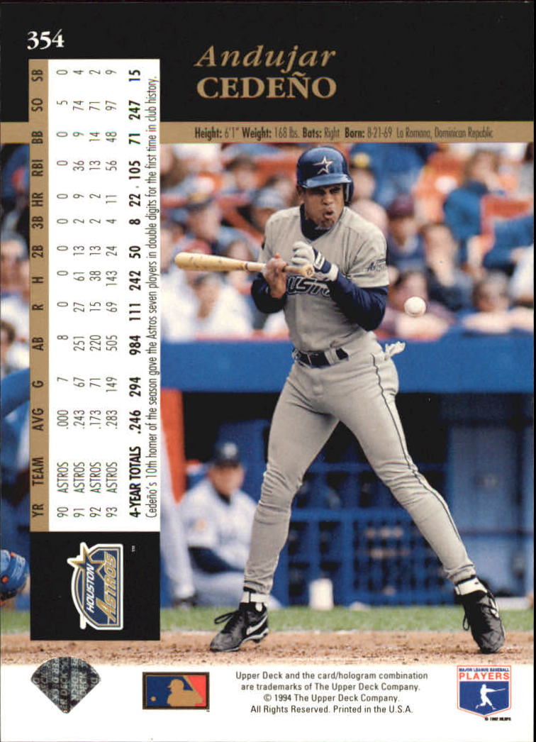 A2611- 1994 Upper Deck Baseball #s 212-421 +Rookies -You Pick- 15+ FREE US SHIP - Picture 255 of 383