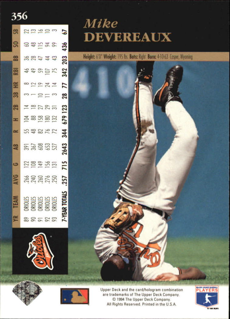 A2611- 1994 Upper Deck Baseball #s 212-421 +Rookies -You Pick- 15+ FREE US SHIP - Picture 259 of 383