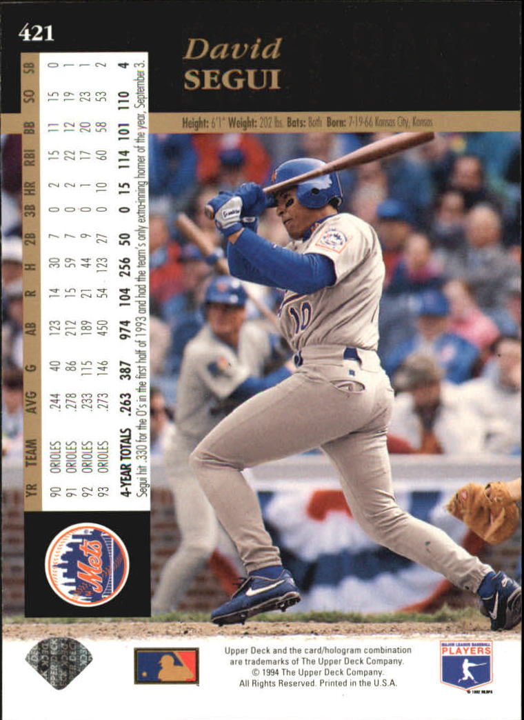 A2611- 1994 Upper Deck Baseball #s 212-421 +Rookies -You Pick- 15+ FREE US SHIP - Picture 383 of 383