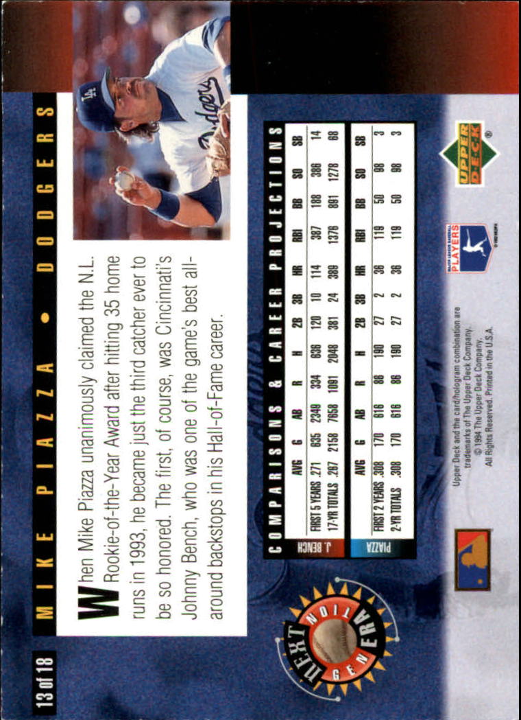 1994 Upper Deck Next Generation #13 Mike Piazza back image