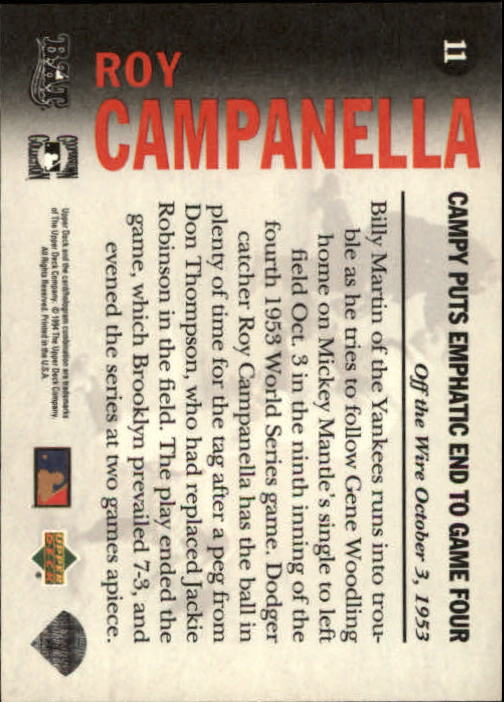 1994 Upper Deck All-Time Heroes #11 Roy Campanella OW back image