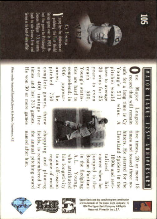1994 Upper Deck All-Time Heroes #105 Cy Young ATH back image